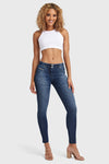 WR.UP® Snug Jeans - Mid Rise - Full Length - Dark Blue + Blue Stitching 8