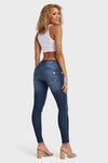 WR.UP® Snug Jeans - Mid Rise - Full Length - Dark Blue + Blue Stitching 6