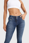 WR.UP® Snug Jeans - Mid Rise - Full Length - Dark Blue + Blue Stitching 3