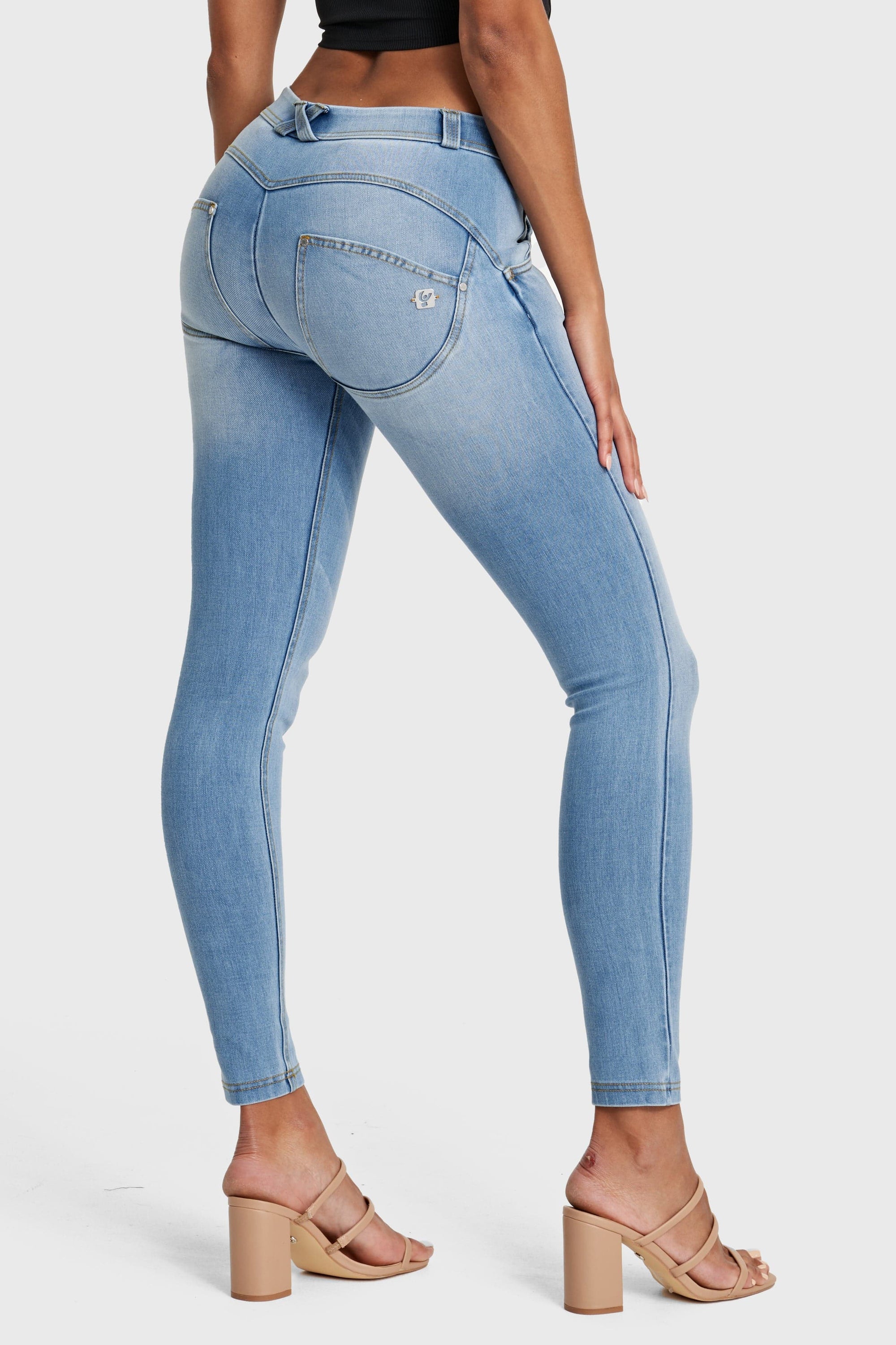 WR.UP® Snug Jeans - Mid Rise - Full Length - Light Blue + Yellow Stitching 11