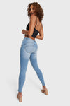 WR.UP® Snug Jeans - Mid Rise - Full Length - Light Blue + Yellow Stitching 5
