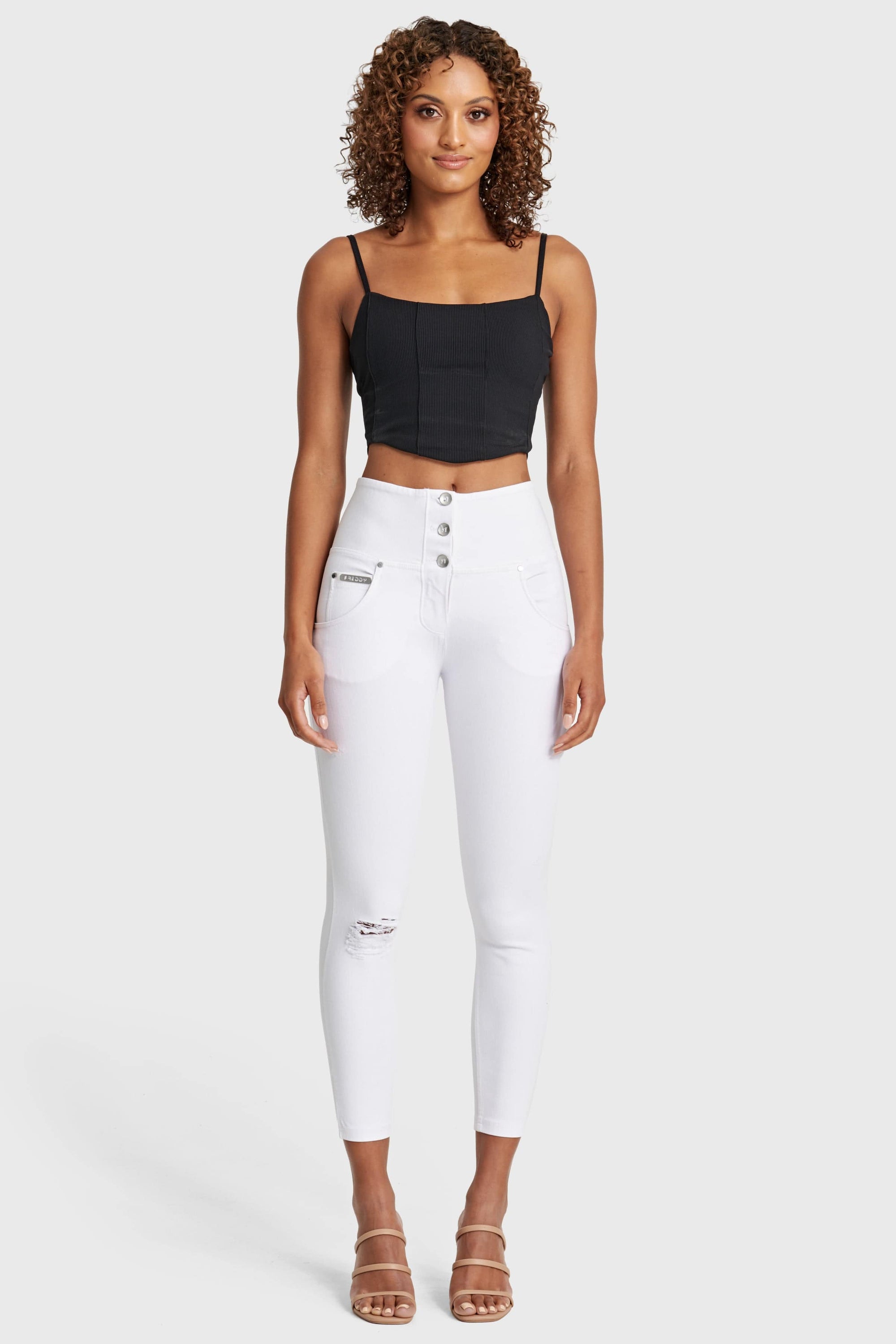 WR.UP® Snug Distressed Jeans - High Waisted - 7/8 Length - White 6