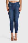 WR.UP® Snug Jeans - High Waisted - 7/8 Length - Dark Blue + Blue Stitching 1