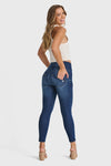 WR.UP® Snug Jeans - High Waisted - 7/8 Length - Dark Blue + Blue Stitching 2