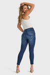 WR.UP® Snug Jeans - High Waisted - 7/8 Length - Dark Blue + Blue Stitching 4