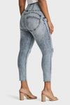 WR.UP® Snug Curvy Ripped Jeans - High Waisted - 7/8 Length - Blue Stonewash + Yellow Stitching 3