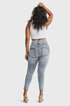 WR.UP® Snug Curvy Ripped Jeans - High Waisted - 7/8 Length - Blue Stonewash + Yellow Stitching 4