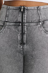 WR.UP® Snug Curvy Ripped Jeans - High Waisted - 7/8 Length - Grey Stonewash + Grey Stitching 10
