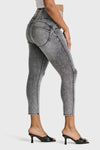 WR.UP® Snug Curvy Ripped Jeans - High Waisted - 7/8 Length - Grey Stonewash + Grey Stitching 4