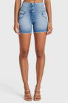 WR.UP® Snug Jeans - High Waisted - Shorts - Light Blue + Blue Stitching 11