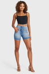 WR.UP® Snug Jeans - High Waisted - Shorts - Light Blue + Blue Stitching 7