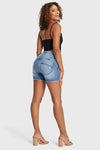 WR.UP® Snug Jeans - High Waisted - Shorts - Light Blue + Blue Stitching 9