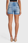 WR.UP® Snug Jeans - High Waisted - Shorts - Light Blue + Blue Stitching 12