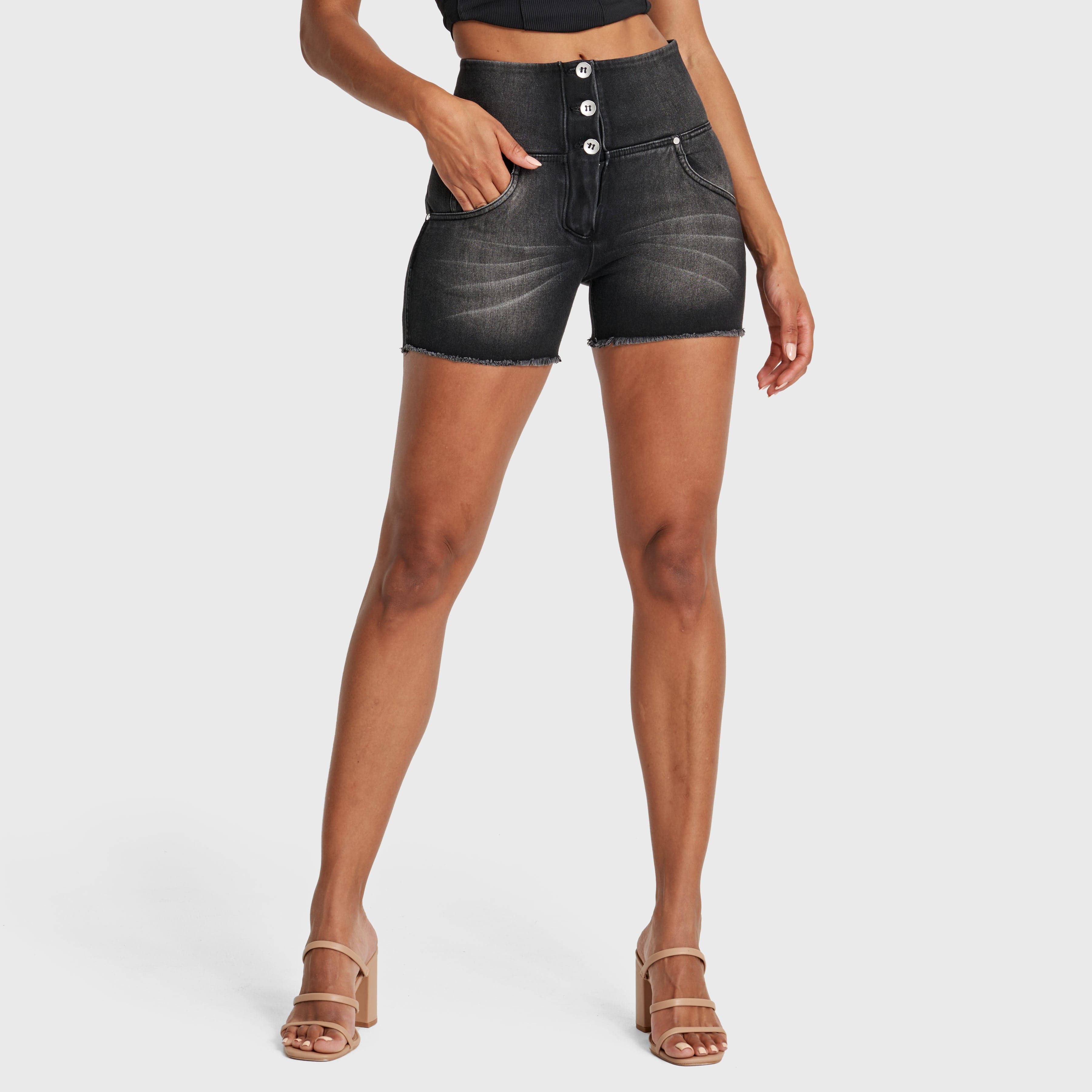 WR.UP® Snug Jeans - High Waisted - Shorts - Black + Black Stitching 1