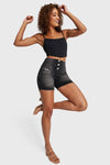 WR.UP® Snug Jeans - High Waisted - Shorts - Black + Black Stitching 5