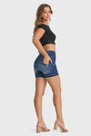 WR.UP® Snug Jeans - High Waisted - Shorts - Dark Blue + Blue Stitching 6