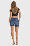 WR.UP® Snug Jeans - High Waisted - Shorts - Dark Blue + Blue Stitching 5