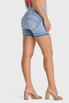 WR.UP® Snug Jeans - High Waisted - Shorts - Light Blue + Blue Stitching 1