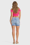 WR.UP® Snug Jeans - High Waisted - Shorts - Light Blue + Blue Stitching 5