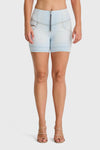 WR.UP® Snug Jeans - High Waisted - Shorts - Baby Blue + Yellow Stitching 6