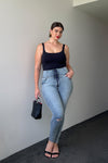 WR.UP® Snug Curvy Ripped Jeans - High Waisted - Full Length - Blue Stonewash + Yellow Stitching 3