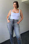 WR.UP® Snug Curvy Ripped Jeans - High Waisted - Full Length - Grey Stonewash + Grey Stitching 5