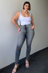 WR.UP® Snug Curvy Ripped Jeans - High Waisted - Full Length - Grey Stonewash + Grey Stitching 1