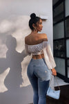 WR.UP® Denim - 3 Button High Waisted - 7/8 Length - Light Blue + Yellow Stitching 3