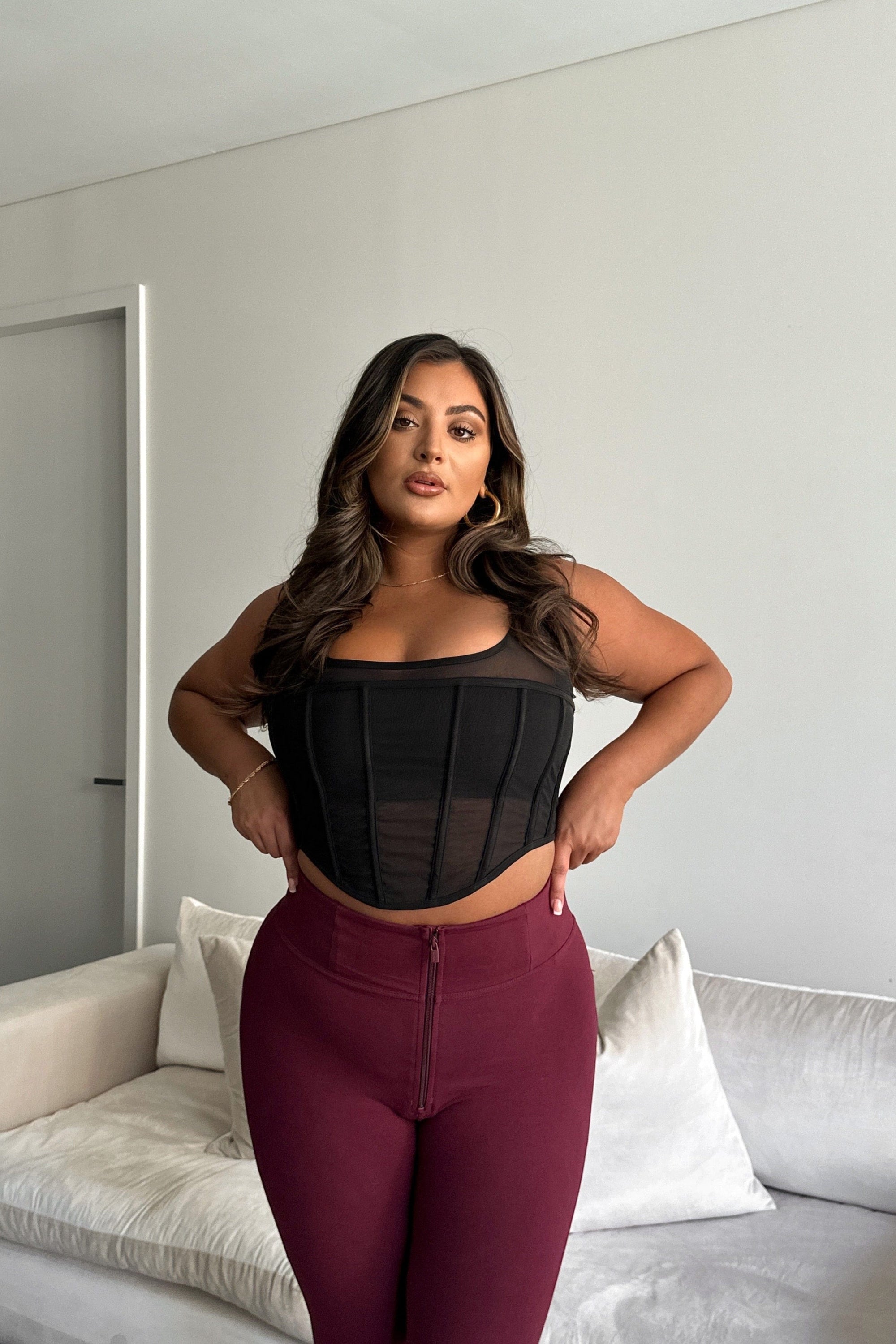 WR.UP® Curvy Fashion - Zip High Waisted - 7/8 Length - Burgundy 2