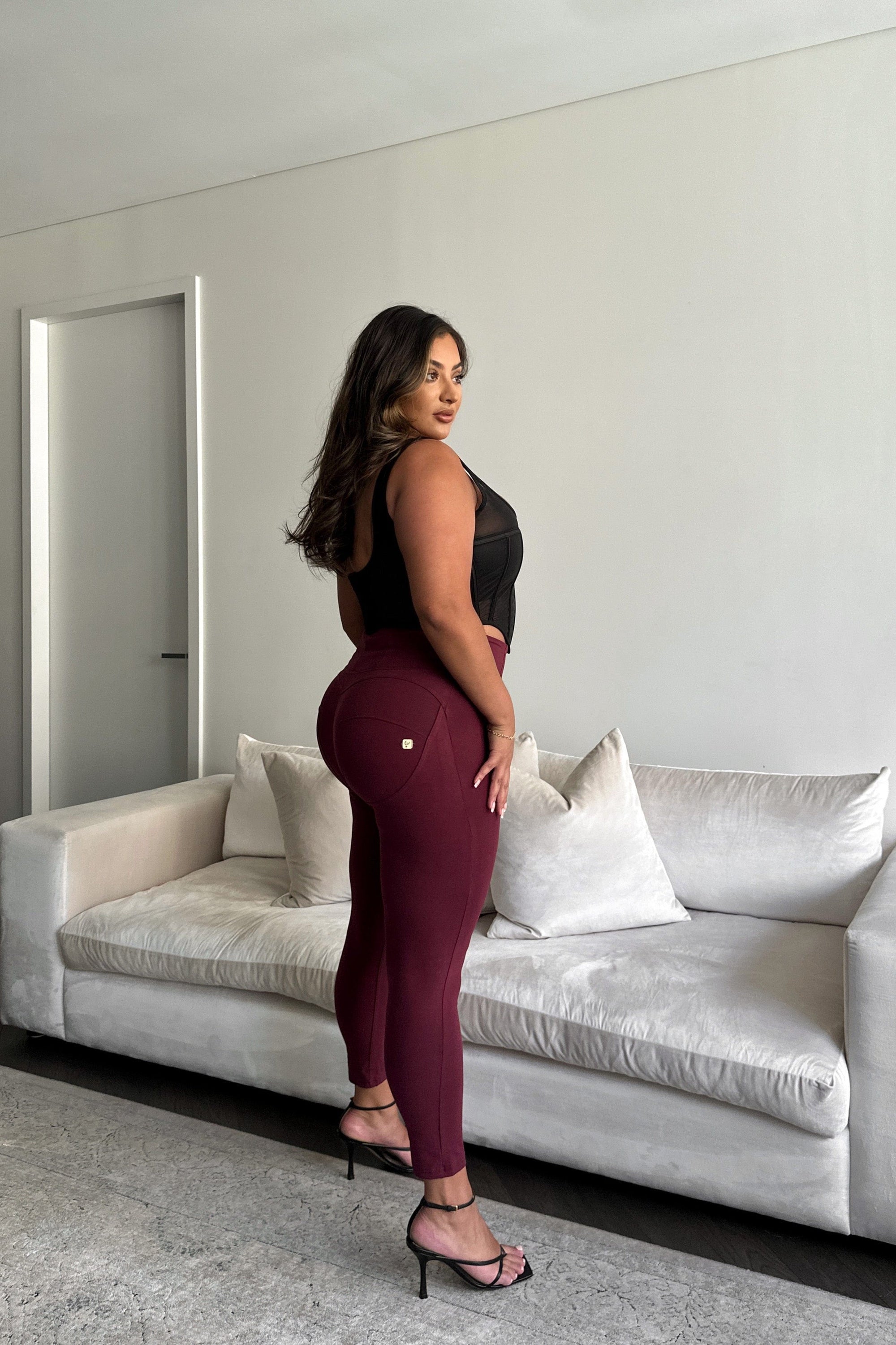 WR.UP® Curvy Fashion - Zip High Waisted - 7/8 Length - Burgundy 3