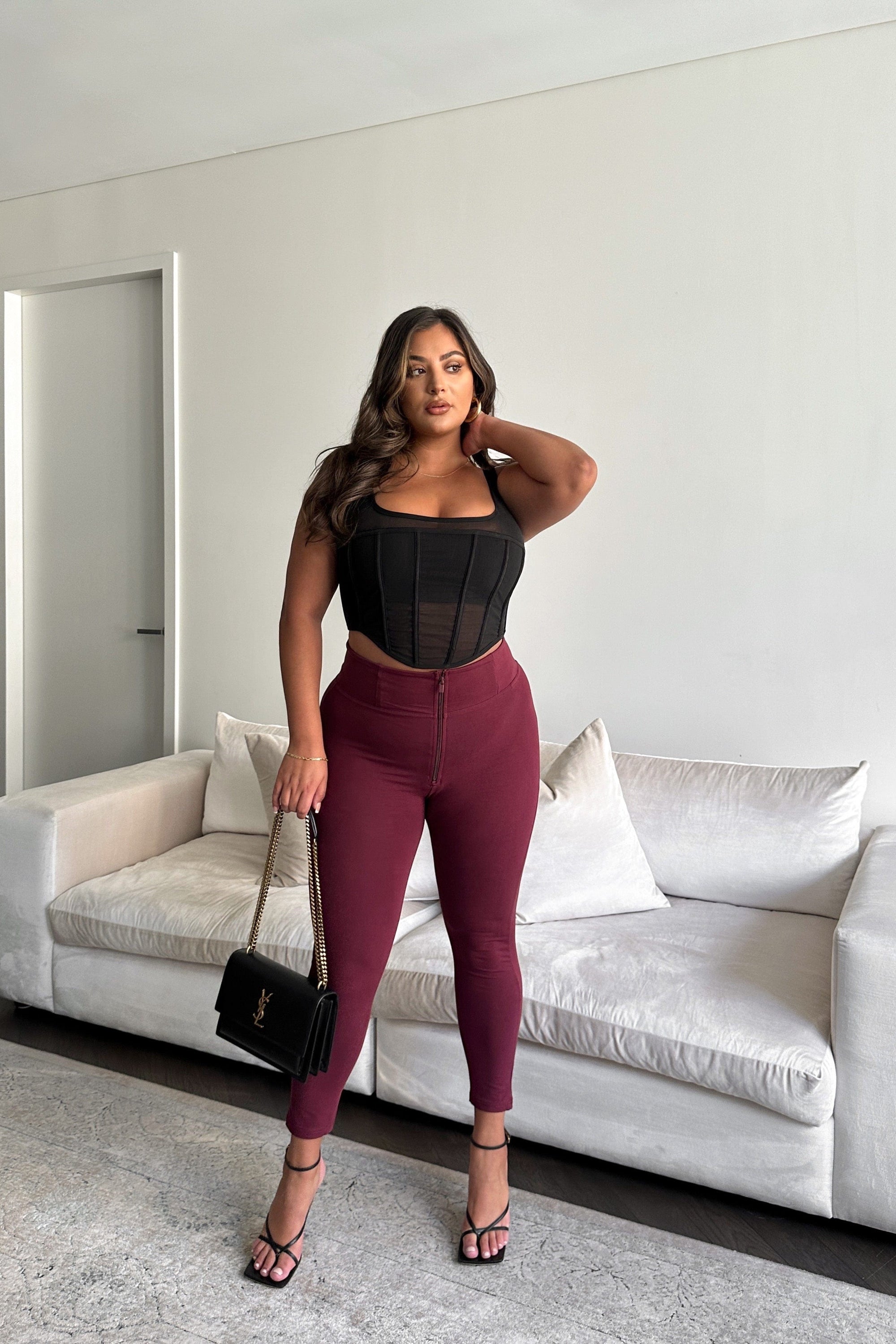 WR.UP® Curvy Fashion - Zip High Waisted - 7/8 Length - Burgundy 5